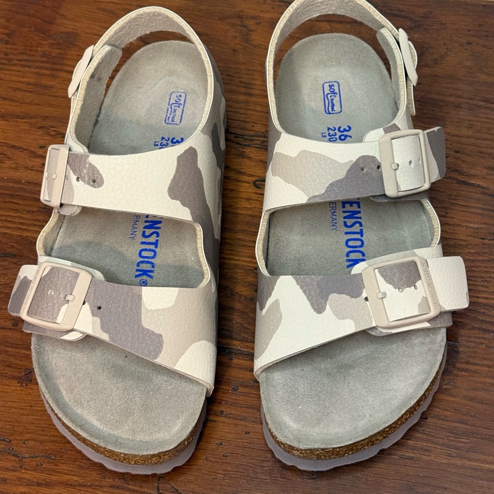 Birkenstock Milano Soft Footbed- "Desert Soil Gray/Taupe".  Sz 36 Narrow (5US)